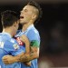 Napoli's Callejon celebrates with teammate Hamsik after scoring against Bologna during their Italian Serie A soccer match in Naples