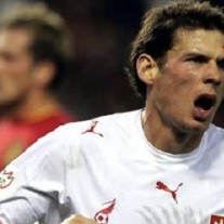 Poland's Matusiak celebrates his goal against Belgium during a Euro 2008 Group A qualifying soccer match in Brussels